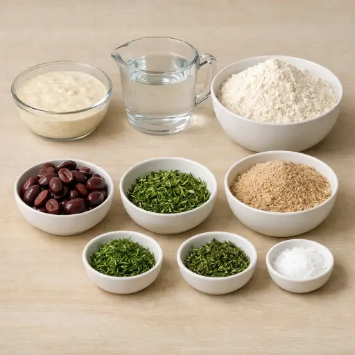 Ingredients for Rustic Olive and Herb Sourdough