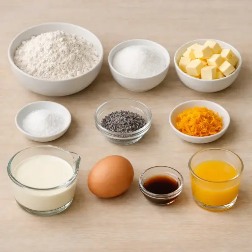 Ingredients for Rustic Orange and Lavender Scones
