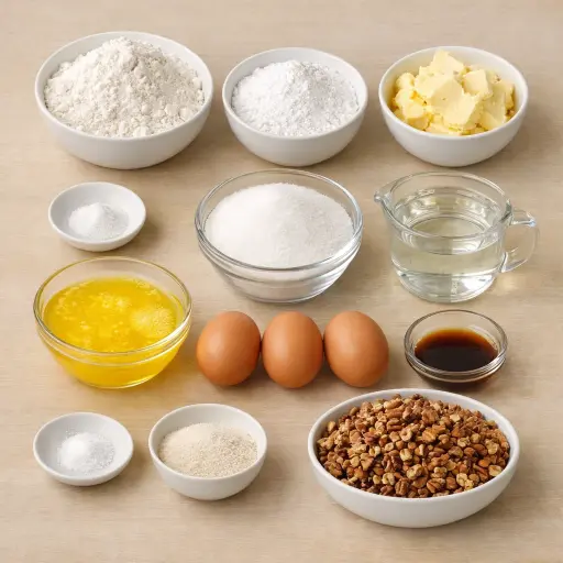 Ingredients for Rustic Pecan Bar Delight