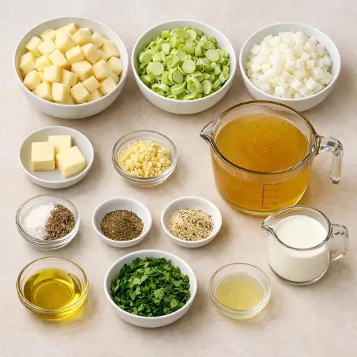 Ingredients for Rustic Potato and Leek Soup