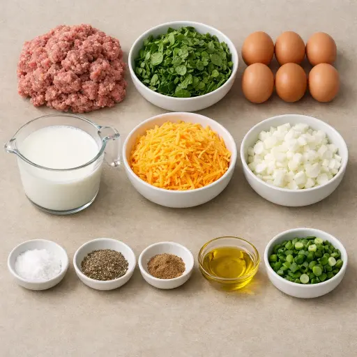 Ingredients for Rustic Sausage & Spinach Breakfast Casserole