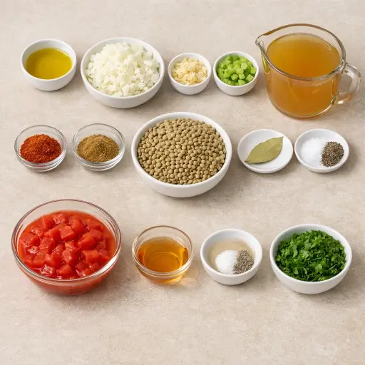 Ingredients for Rustic Smoky Lentil Soup