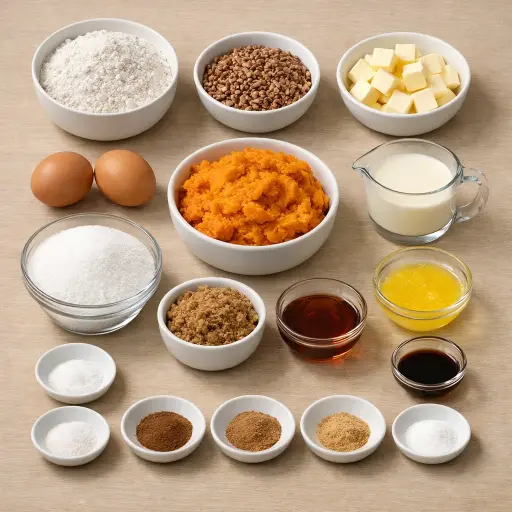 Ingredients for Rustic Southern Sweet Potato Pie with Maple Pecan Crust