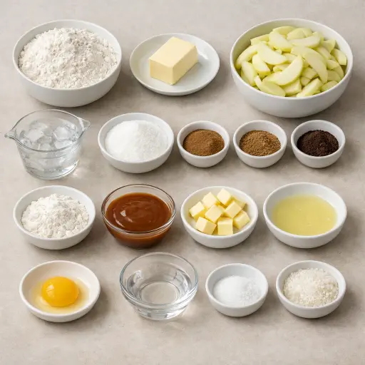 Ingredients for Rustic Spiced Caramel Apple Pie