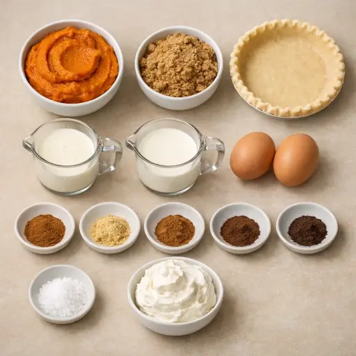 Ingredients for Rustic Spiced Pumpkin Pie