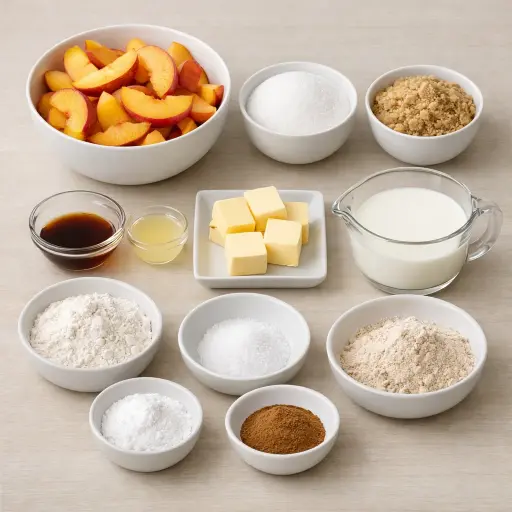 Ingredients for Rustic Vanilla Peach Cobbler