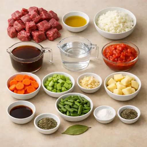 Ingredients for Rustic Vegetable Beef Soup