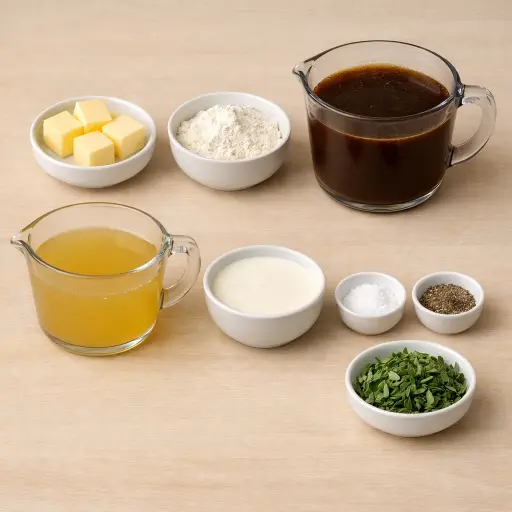 Ingredients for Sage-Infused Homemade Turkey Gravy