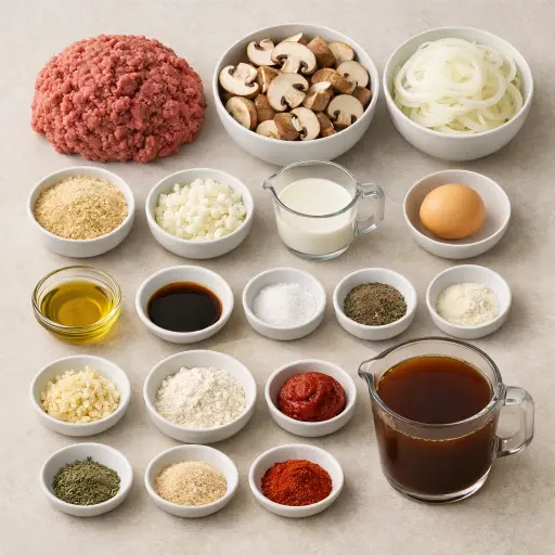 Ingredients for Salisbury Steak with Mushroom Onion Gravy