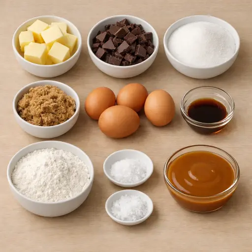 Ingredients for Salted Caramel Brownies