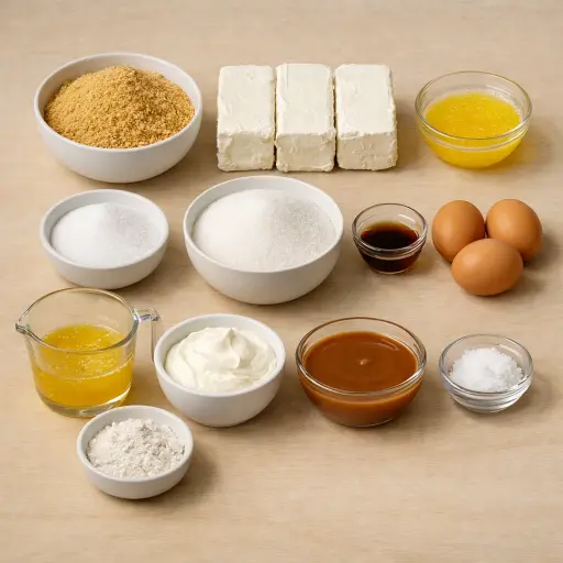 Ingredients for Salted Caramel Cheesecake