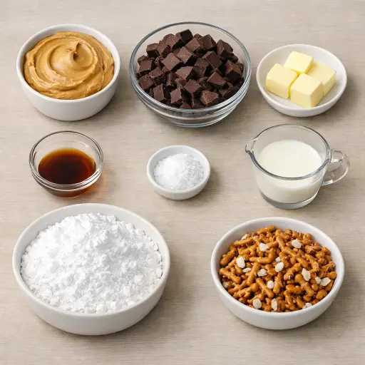 Ingredients for Salted Chocolate Peanut Butter Fudge