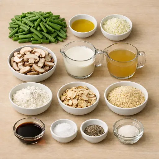 Ingredients for Savory Almond Green Bean Casserole