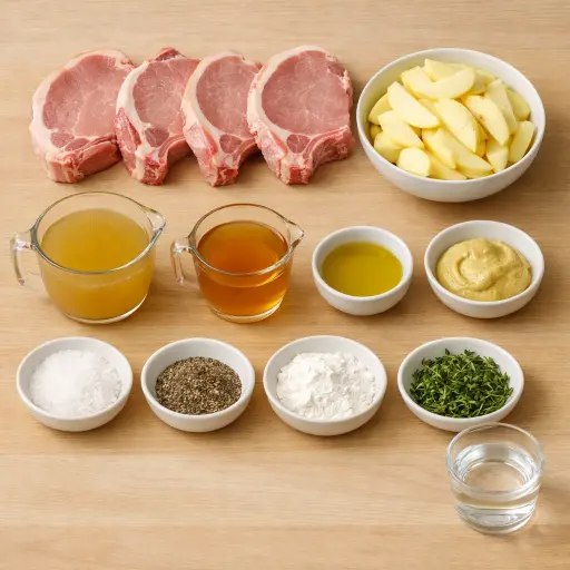 Ingredients for Savory Apple & Onion Crockpot Pork Chops