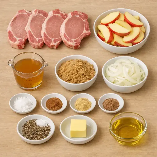 Ingredients for Savory Apple Cinnamon Slow Cooker Pork Chops