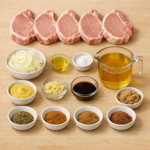 Ingredients for Savory Apple Dijon Crock Pot Pork Chops