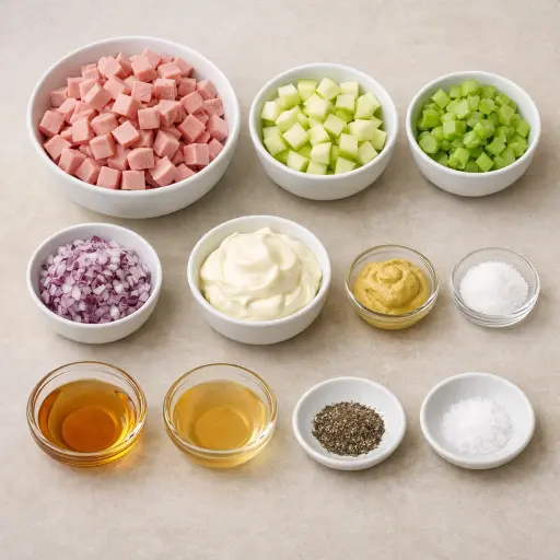 Ingredients for Savory Apple Ham Salad Spread