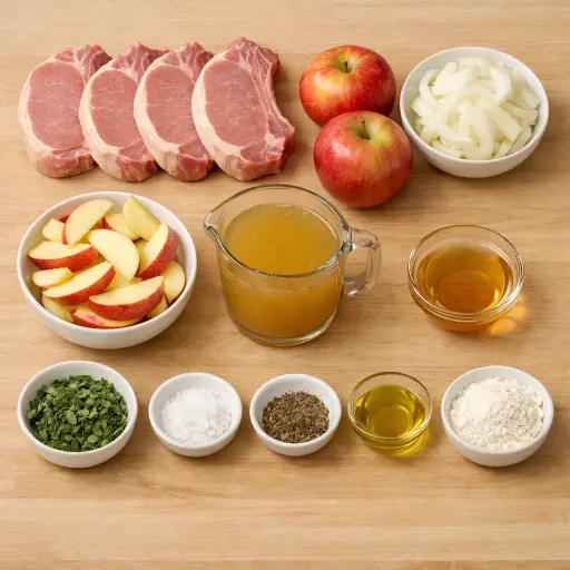 Ingredients for Savory Apple Sage Crock Pot Pork Chops