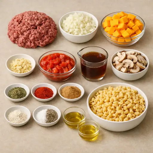 Ingredients for Savory Autumn Beef Casserole