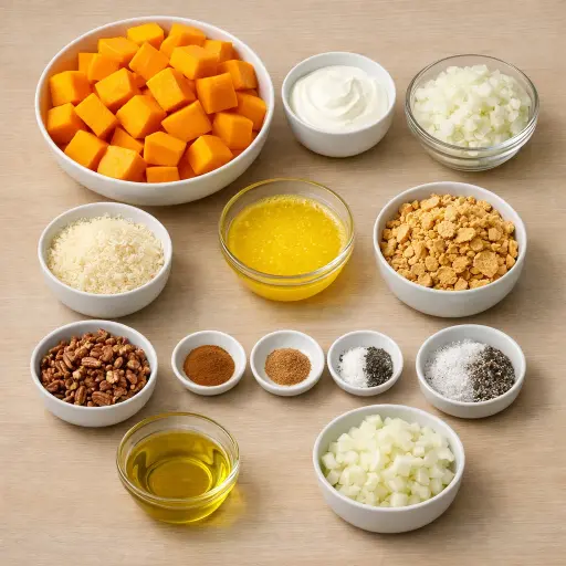 Ingredients for Savory Autumn Squash Casserole