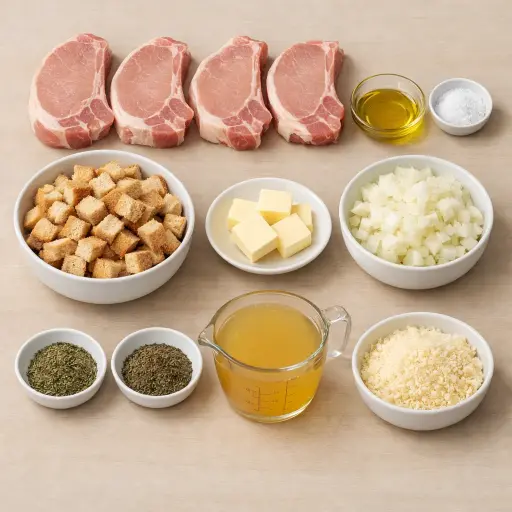 Ingredients for Savory Baked Pork Chops with Herb Stuffing