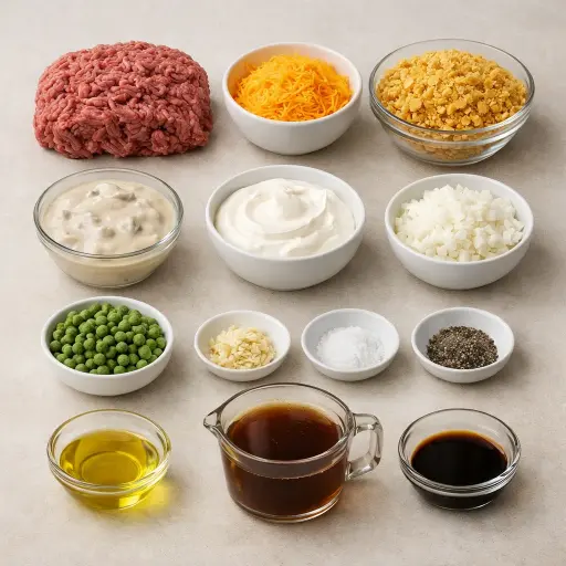 Ingredients for Savory Beef and Cheese Casserole