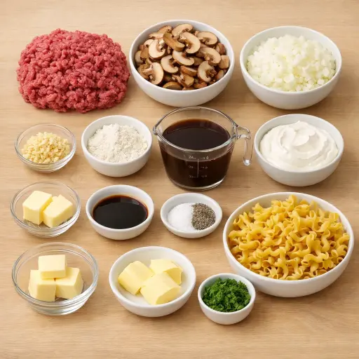 Ingredients for Savory Beef Mushroom Stroganoff