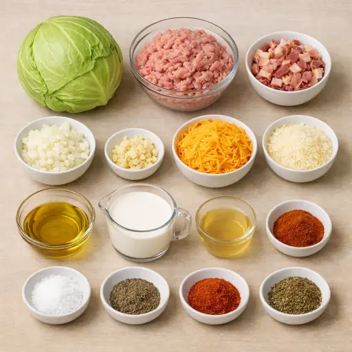 Ingredients for Savory Cabbage & Cheese Casserole