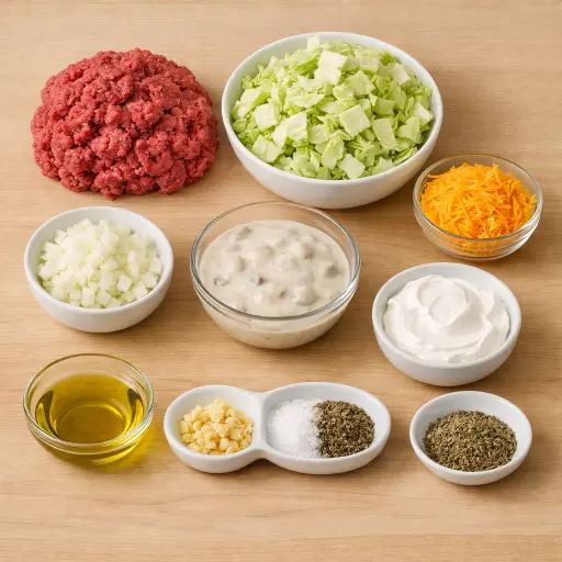 Ingredients for Savory Cabbage and Beef Casserole