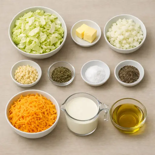 Ingredients for Savory Cabbage and Cheddar Casserole