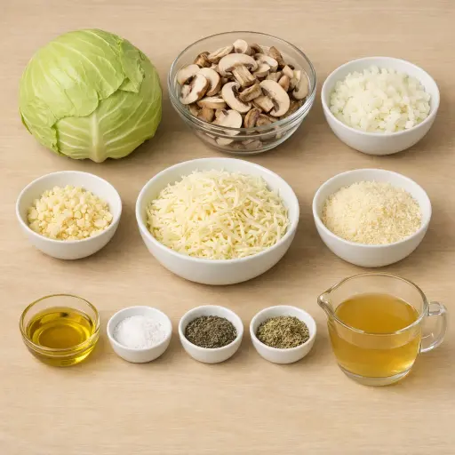 Ingredients for Savory Cabbage and Mushroom Casserole