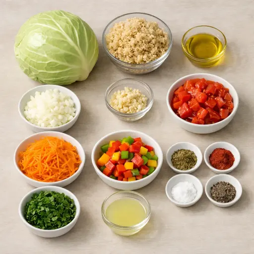 Ingredients for Savory Cabbage and Quinoa Rolls