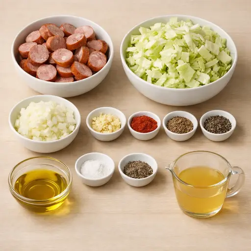 Ingredients for Savory Cabbage and Smoked Sausage Delight