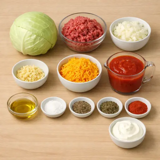 Ingredients for Savory Cabbage Bake