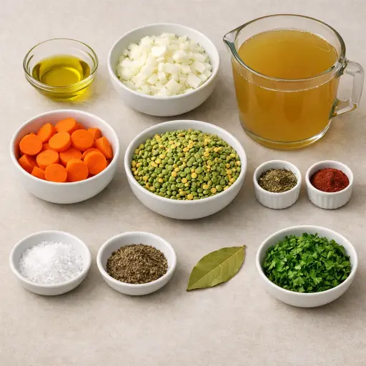 Ingredients for Savory Carrot and Split Pea Soup