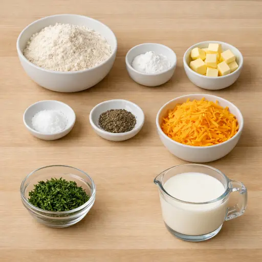 Ingredients for Savory Cheddar Thyme Biscuits