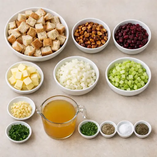 Ingredients for Savory Chestnut and Cranberry Stuffing