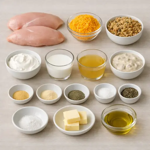 Ingredients for Savory Chicken & Herb Stuffing Bake