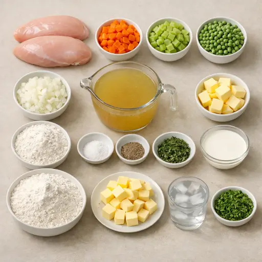 Ingredients for Savory Chicken Pot Pie with Herb Crust