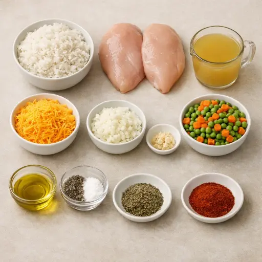 Ingredients for Savory Chicken Rice Delight