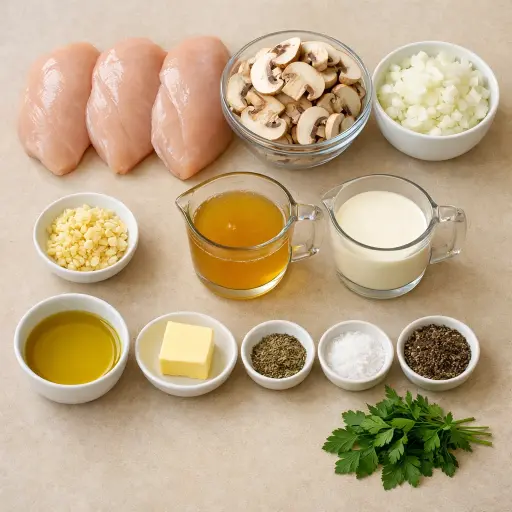 Ingredients for Savory Chicken with Mushrooms