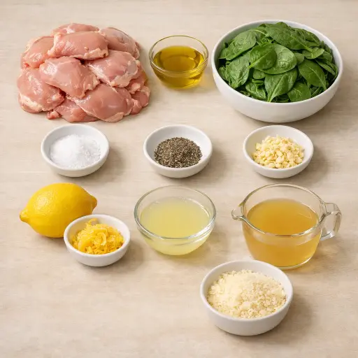 Ingredients for Savory Chicken with Spinach and Lemon