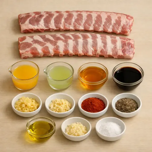 Ingredients for Savory Citrus-Glazed Oven Baked Ribs