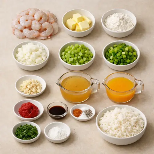 Ingredients for Savory Citrus Shrimp Etouffee