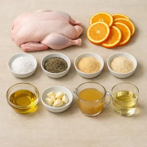 Ingredients for Savory Citrus Slow Roasted Duck