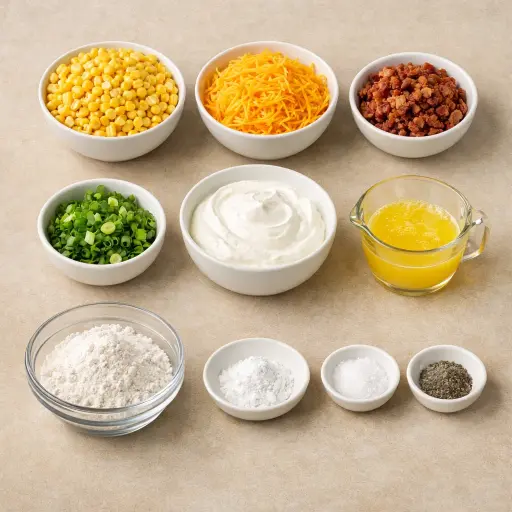 Ingredients for Savory Corn & Cheddar Casserole