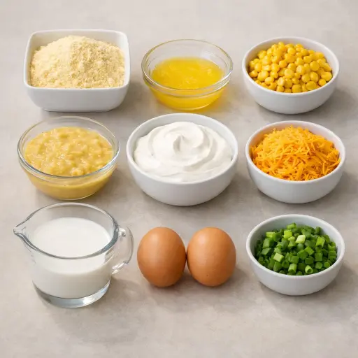 Ingredients for Savory Corn and Cheddar Casserole