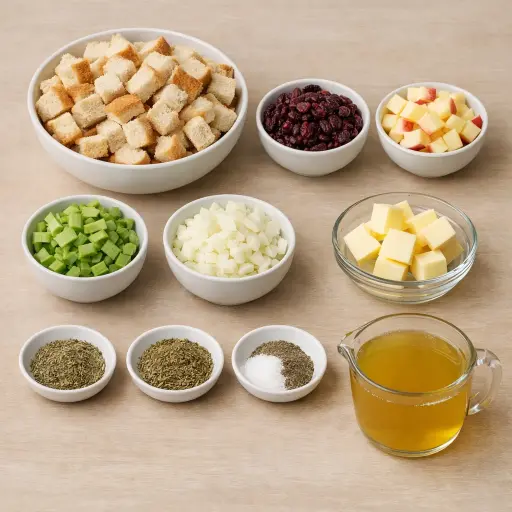Ingredients for Savory Cranberry Apple Stuffing