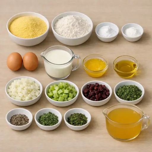 Ingredients for Savory Cranberry Cornbread Dressing