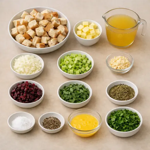 Ingredients for Savory Cranberry Sage Turkey Stuffing